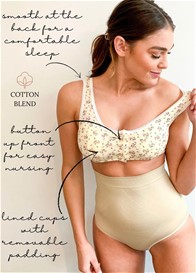 QueenBee® - Rosa Button Nursing Sleep Bra in White Floral