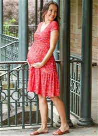 Floressa Poppy Tiered Crossover Maternity Nursing Dress