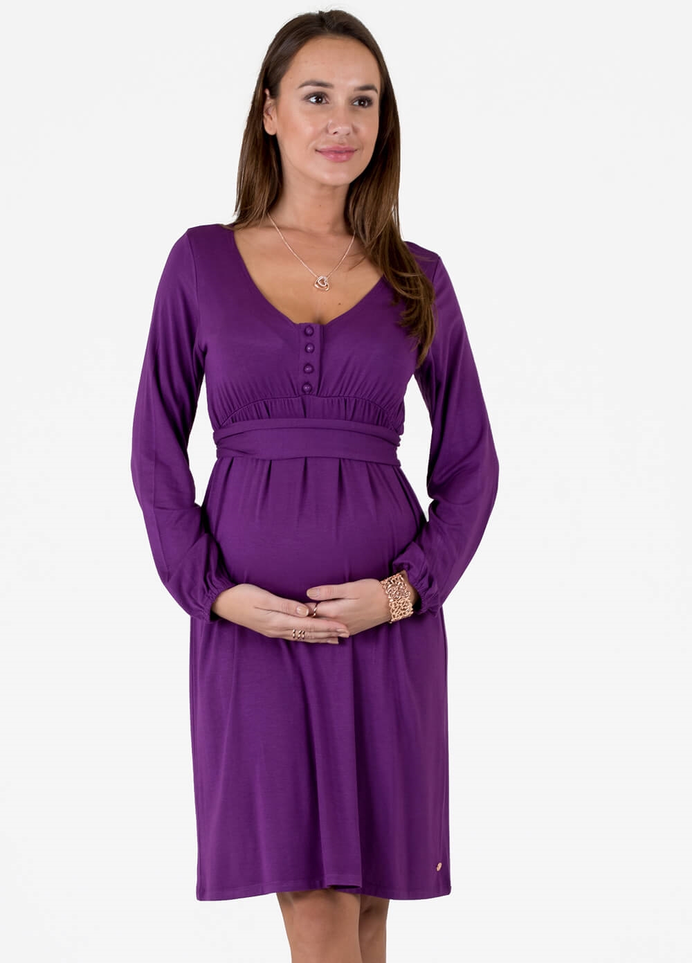 Floressa Averie Maternity Nursing Dress in Violet Queen Bee