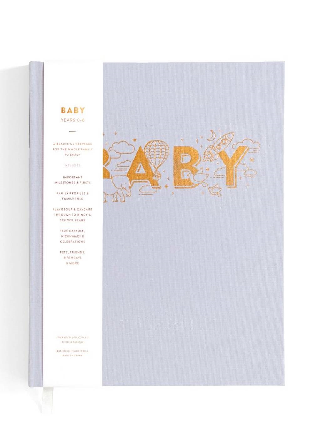 Fox & Fallow - Baby Book for Boys in Grey