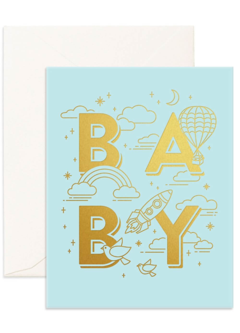 Fox & Fallow - Baby Universe Greeting Card in Aqua