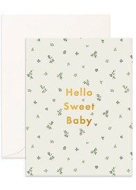 Fox & Fallow - Hello Sweet Baby Greeting Card in Broderie