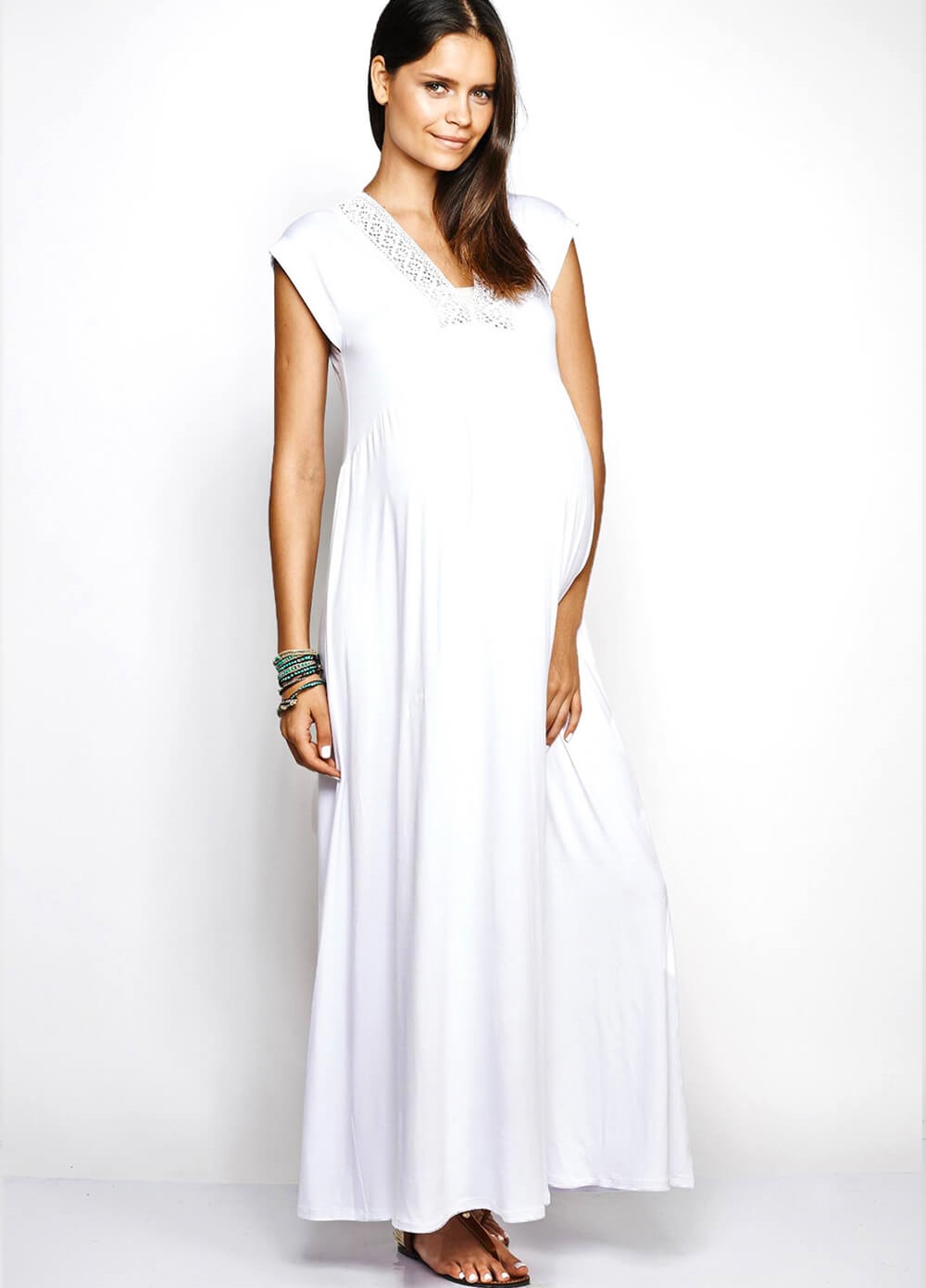 Savannah White Maternity Maxi Dress by Imanimo