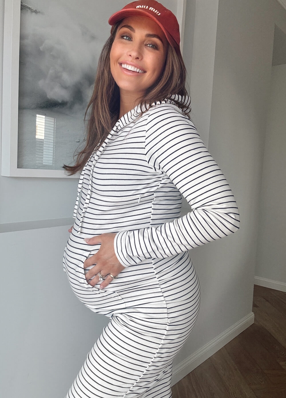 Lait & Co - Brittany Hoodie Nursing Dress in White/Black Stripes