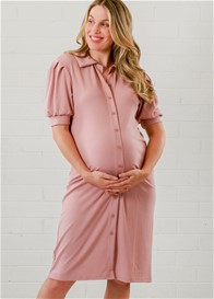 Lait & Co - Christiane Ribbed Shirt Dress in Pink