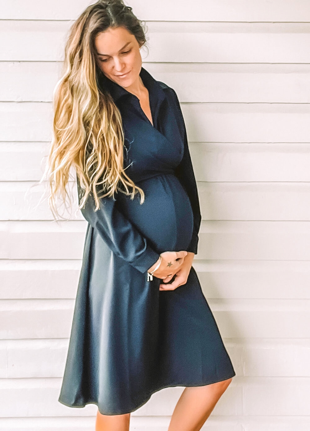 black dresses long sleeve Black Floral Back Tie Maternity Maxi Dress