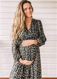 Lait & Co - Evie L/S Midi Dress in Black Floral