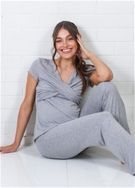 Lait & Co - Fleur Short Sleeve PJ Lounge Set in Light Grey