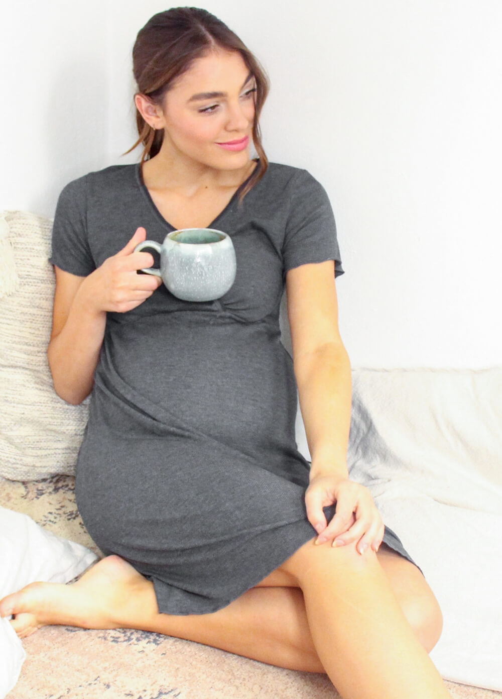 Lait & Co - Lavern 'Precious Times' Lounge Dress in Charcoal