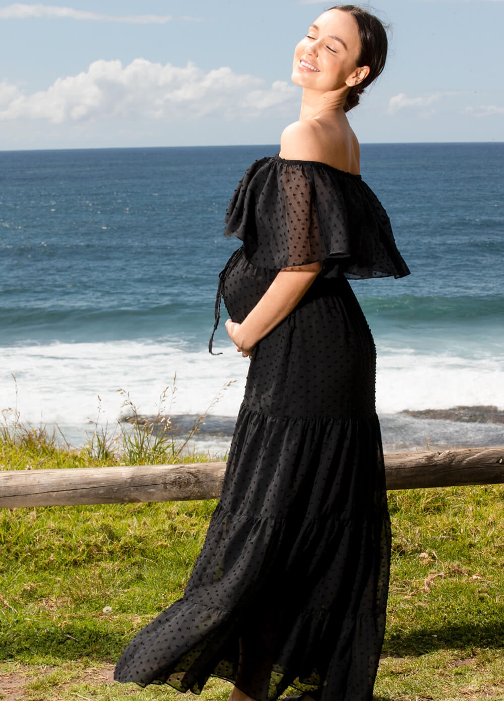 Baycosin Summer Maternity Maxi Dress Off Shoulder Long Sleeve Split Dresses  for Photoshoot - Walmart.com