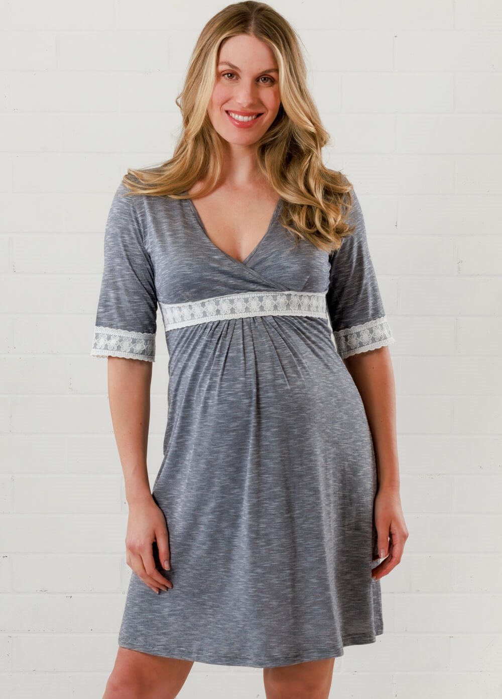 Lait & Co - Moselle Sleeved Nightdress in Blue
