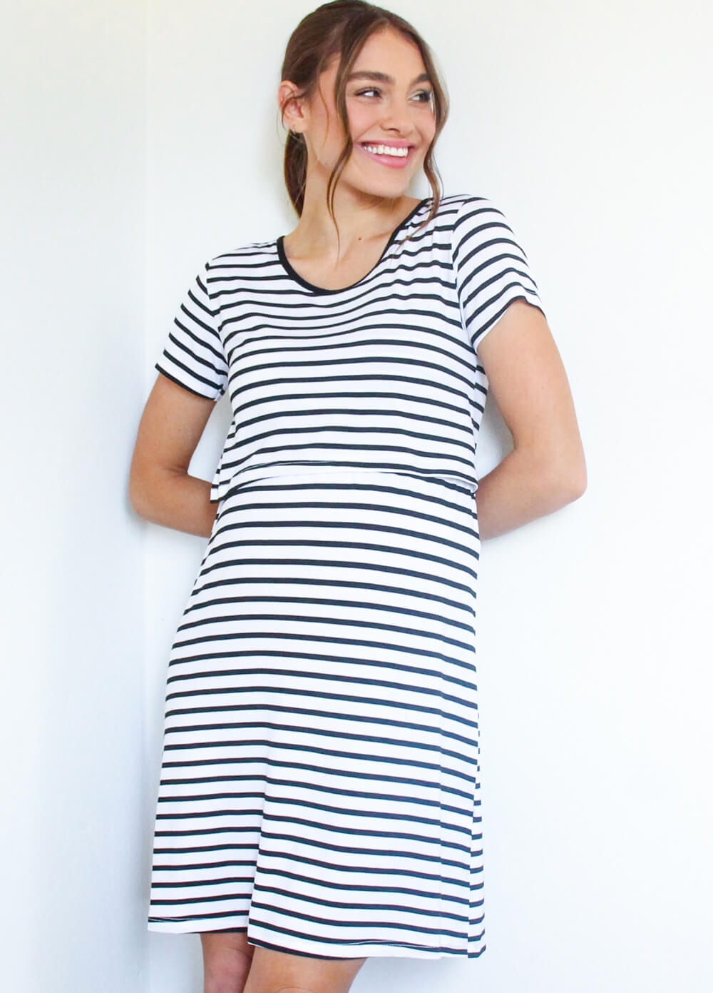 Lait & Co - Rive 'Everyday With You' Nursing Dress in Black Stripes