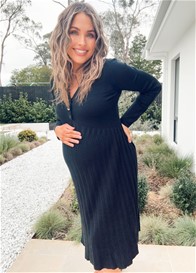 Lait & Co - Sabrina Pleated Nursing Dress in Black