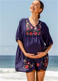 Lait & Co - Summer-Rose Destiny Floral Kaftan in Navy