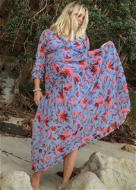 Lait & Co - Wanderlust Tiered Maxi Gown in Blue/Red Floral
