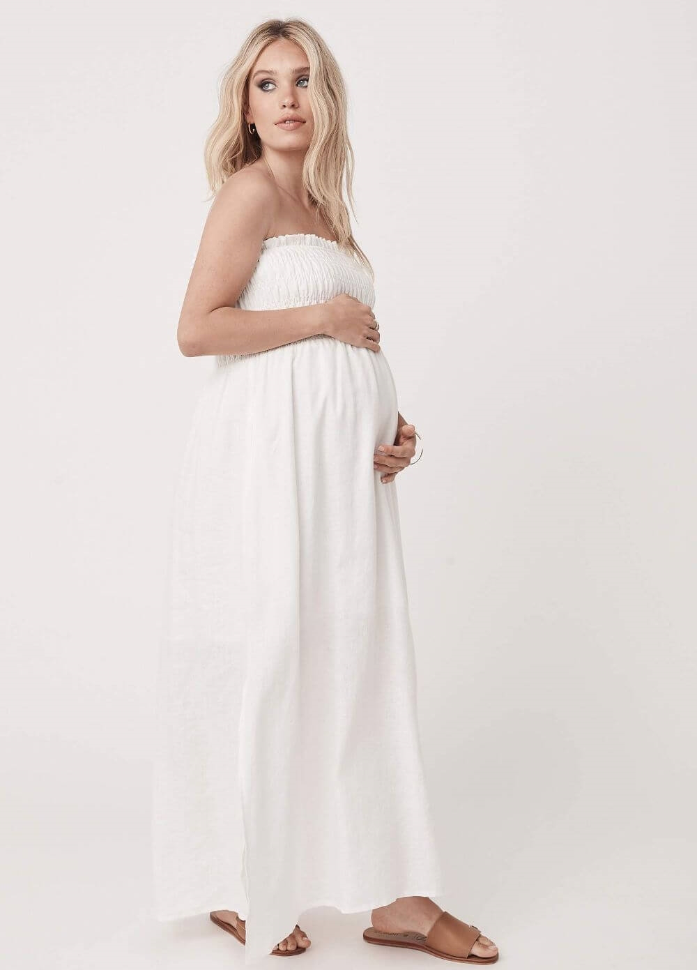 Legoe - Hvar Maternity Maxi Dress in White | Queen Bee