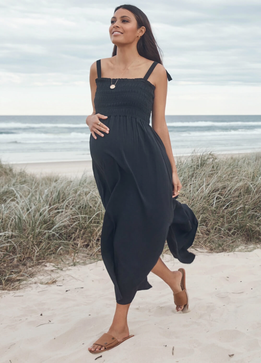 Legoe - Hvar Shirred Maxi Dress in Black