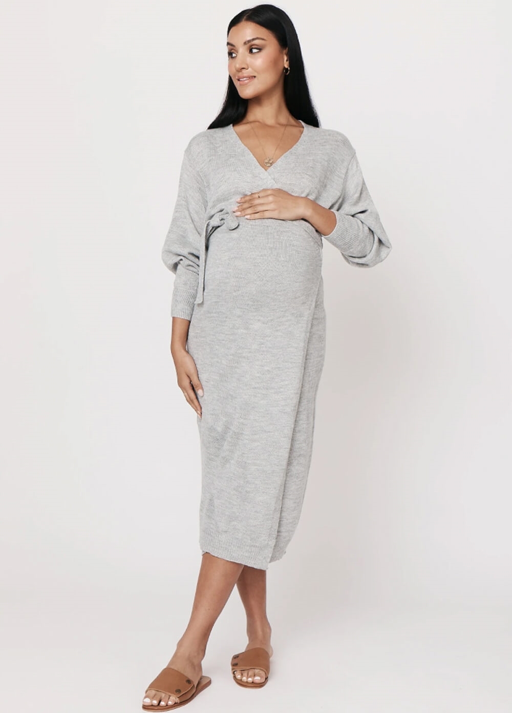 Legoe - Maternity Knit Wrap Dress in ...