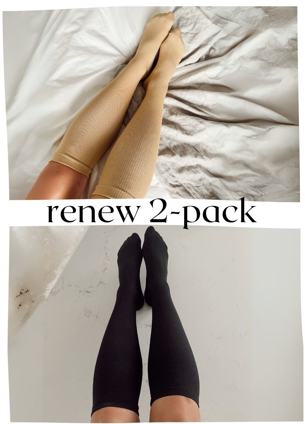 Mama Sox - 2-Pair Renew Compression Socks Bundle in Black/Nude