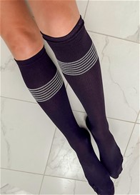 Mama Sox - Delight Compression Socks in Black Banded Stripe