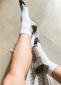 Mama Sox - Entice Compression Ankle Socks in White/Grey