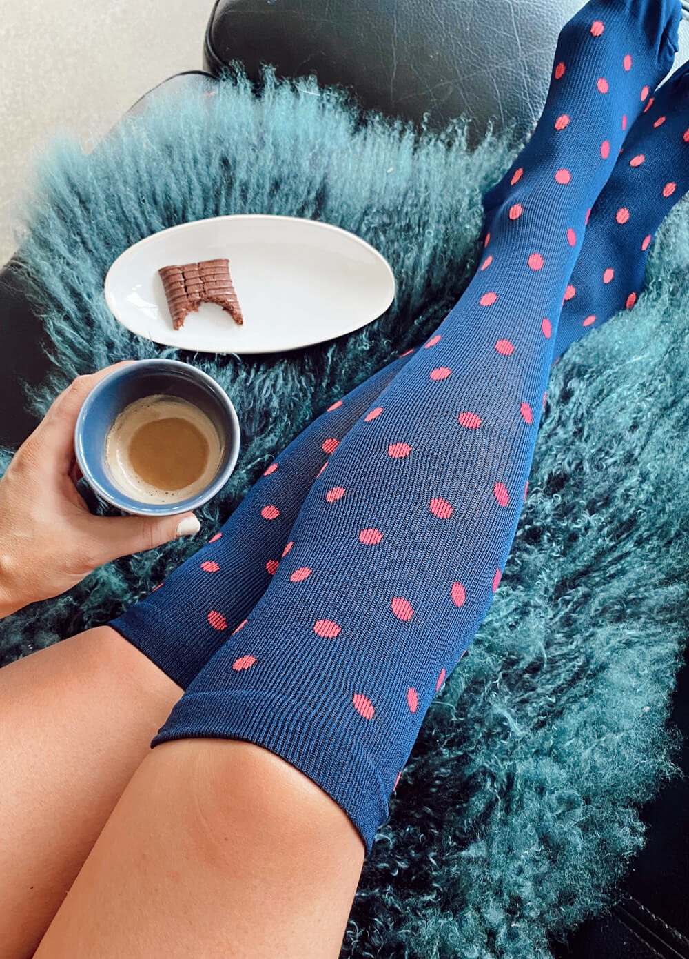 Mama Sox - Excite Compression Socks in Navy Polkadot