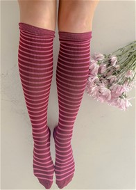 Mama Sox - Excite Compression Socks in Pink/Claret Stripe