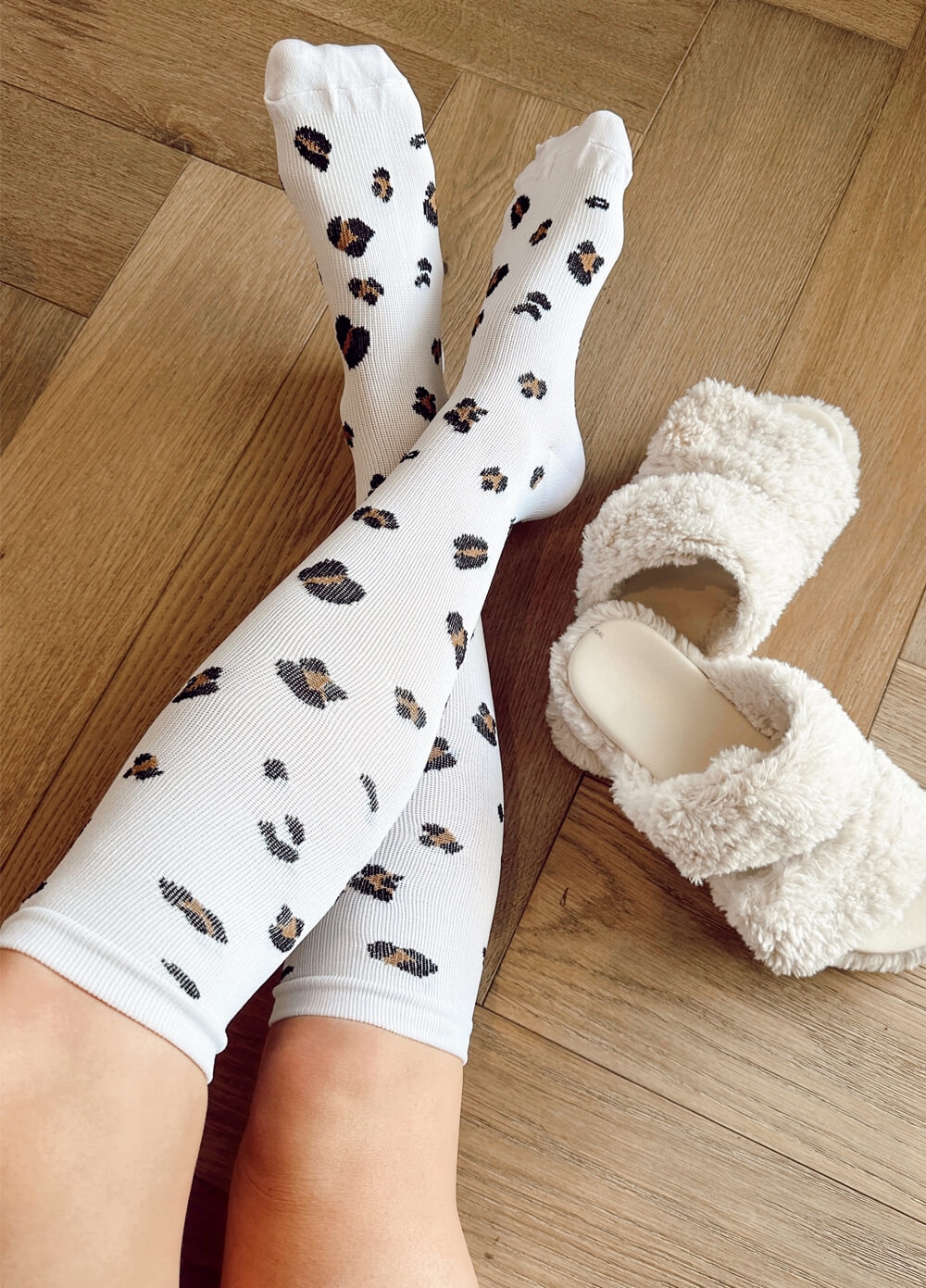 Mama Sox - Excite Compression Socks in White Leopard