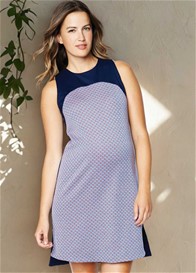 Maternal America - Arched Yoke Dress in Navy Diamond Print - ON SALE