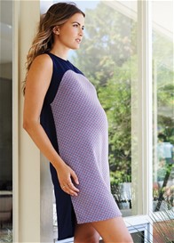 Maternal America - Arched Yoke Dress in Navy Diamond Print - ON SALE