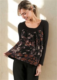 Maternal America - Chiffon Top in Black/Lilac Floral - ON SALE