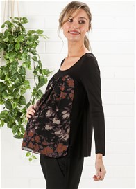 Maternal America - Chiffon Top in Black/Lilac Floral - ON SALE