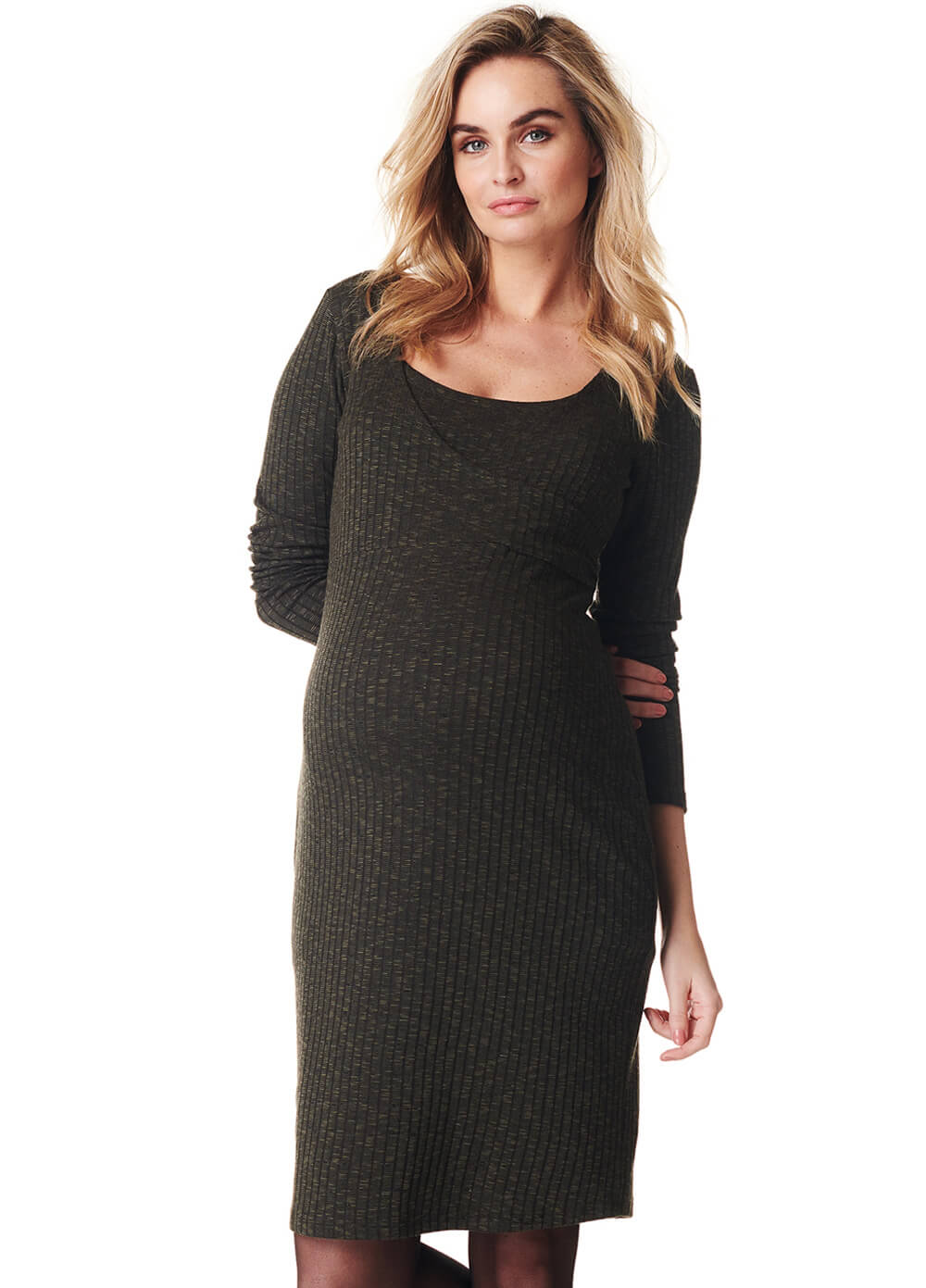 Queen Bee Giulia Maternity & Nursing Knit Dress in Army by Noppies