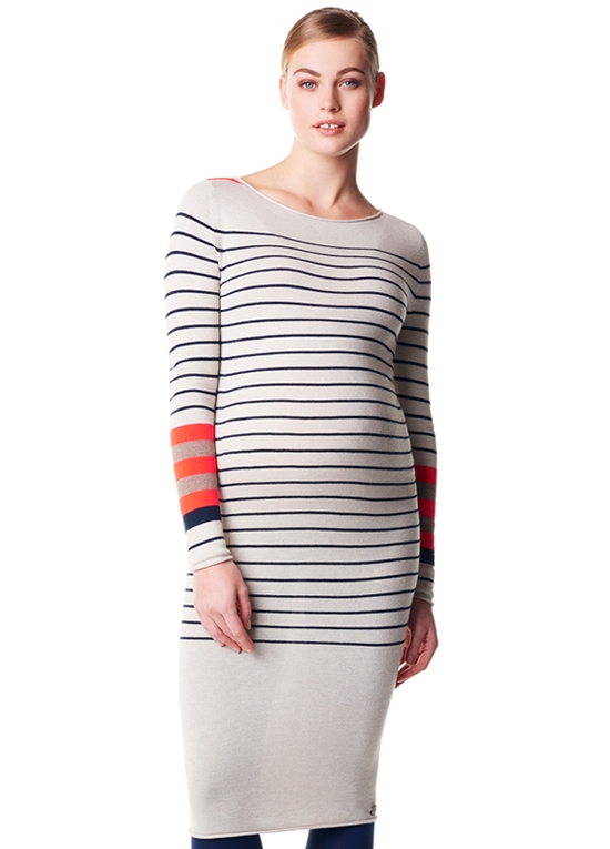 thea black white stripe ribbed midi dress