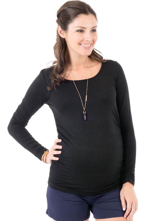 Queen Bee It Must Be Fate Long Sleeved Maternity Tee in Black by Trimester