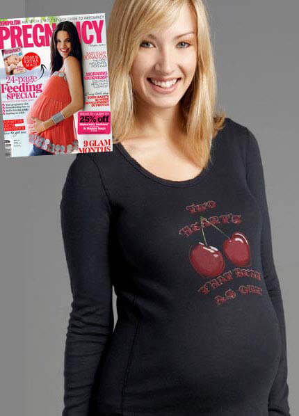 Queen Bee 2 Hearts that Beat as One Organic L/S Maternity Tee by PureT 