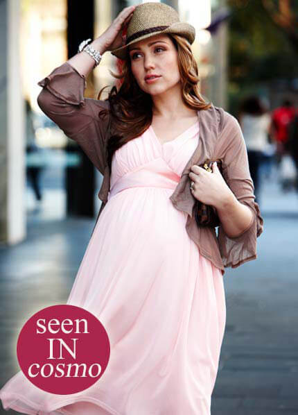 Queen Bee Tulle Maternity Cocktail Dress in Blush Pink by Maternal America 
