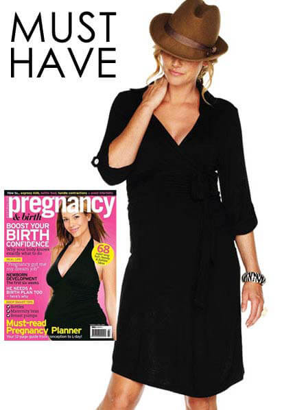 Queen Bee Astute Collared Wrap Black Maternity Dress by Trimester Clothing