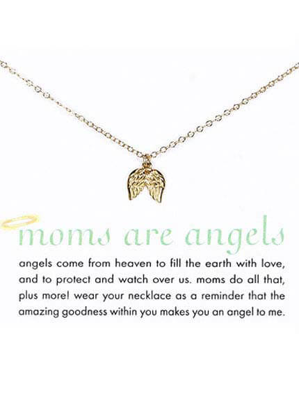 Queen Bee Moms Are Angels Necklace w Angel Wings Charm by Dogeared 