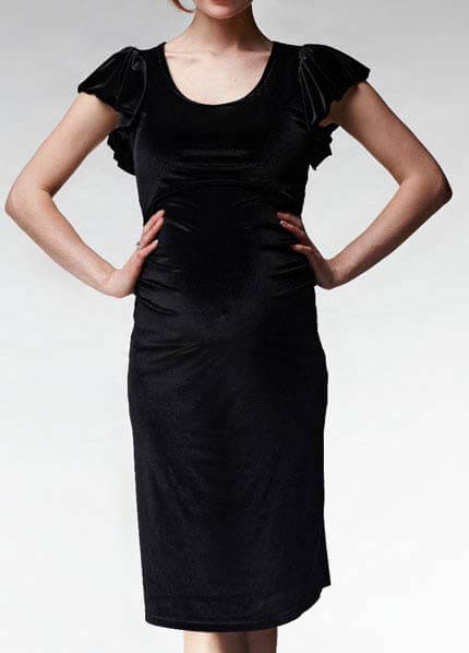 Emily Black Velvet Maternity Dress by Soon Maternity