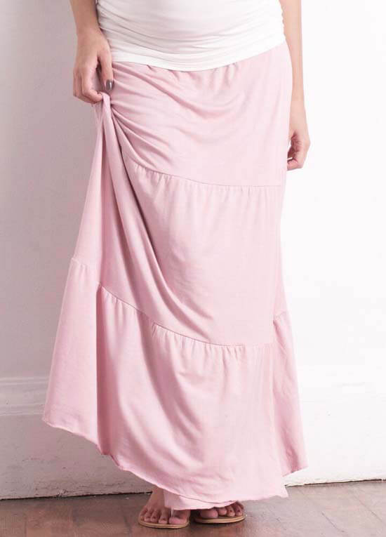 pink maternity maxi skirt