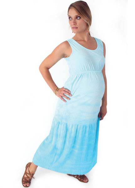 Glacier Blue Tiered Maternity Maxi Dress by Nuka Maternity