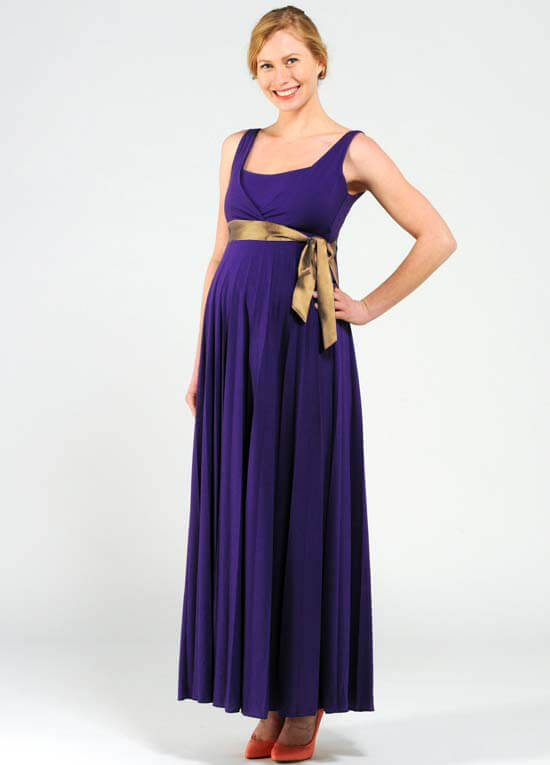 Imani Purple Maternity/Nursing Evening Maxi Dress by Pomkin