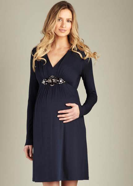 Queen Bee Diamond Navy Blue Maternity Dress by Maternal America