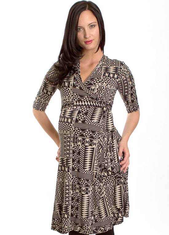 Kaitlyn Maternity Wrap Dress in Geo Print by Everly Grey