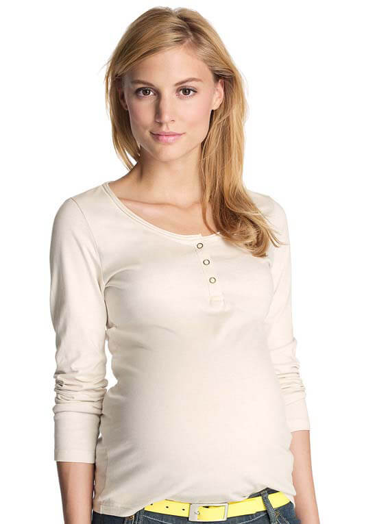 Organic Cotton Maternity Henley Top in OffWhite by Esprit