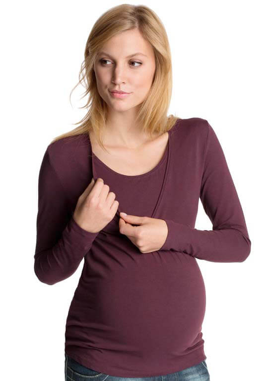 Long Sleeve Maternity/Nursing Top in Vineyard by Esprit