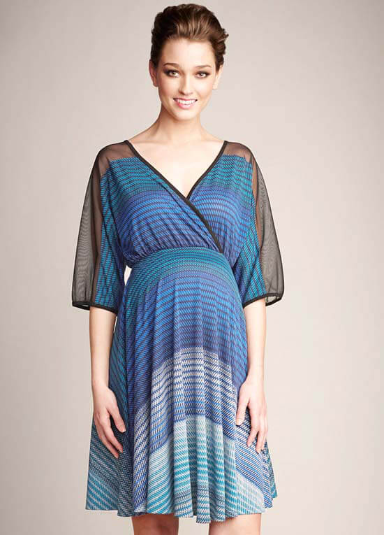 Blue Mason Print Maternity Dress by Maternal America