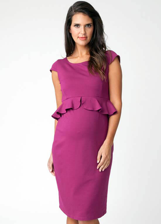 peplum dress pregnant Head out in our Harper Peplum Nursing Dress in Purple! A beautiful and stretchable ribbed dress with a flattering peplum hem at the bottom for the ultimate style and comfort!