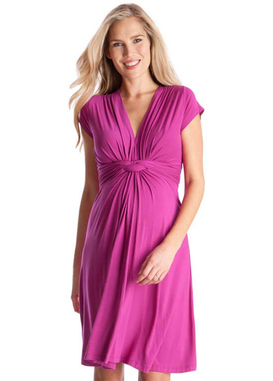 Queen Bee Fuchsia Pink Knot Front Maternity Dress by Seraphine